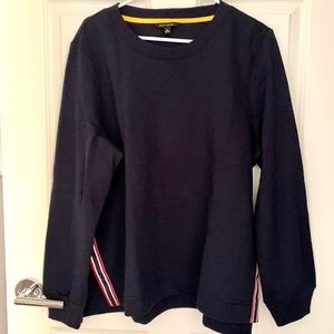 Banana Republic navy sweatshirt w/ red side stripe